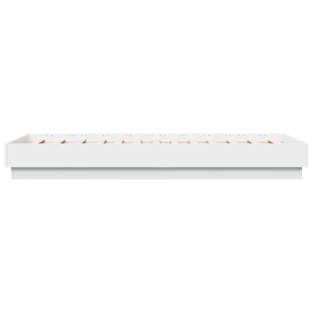 vidaXL Cadru de pat cu lumini LED, alb, 90x190 cm