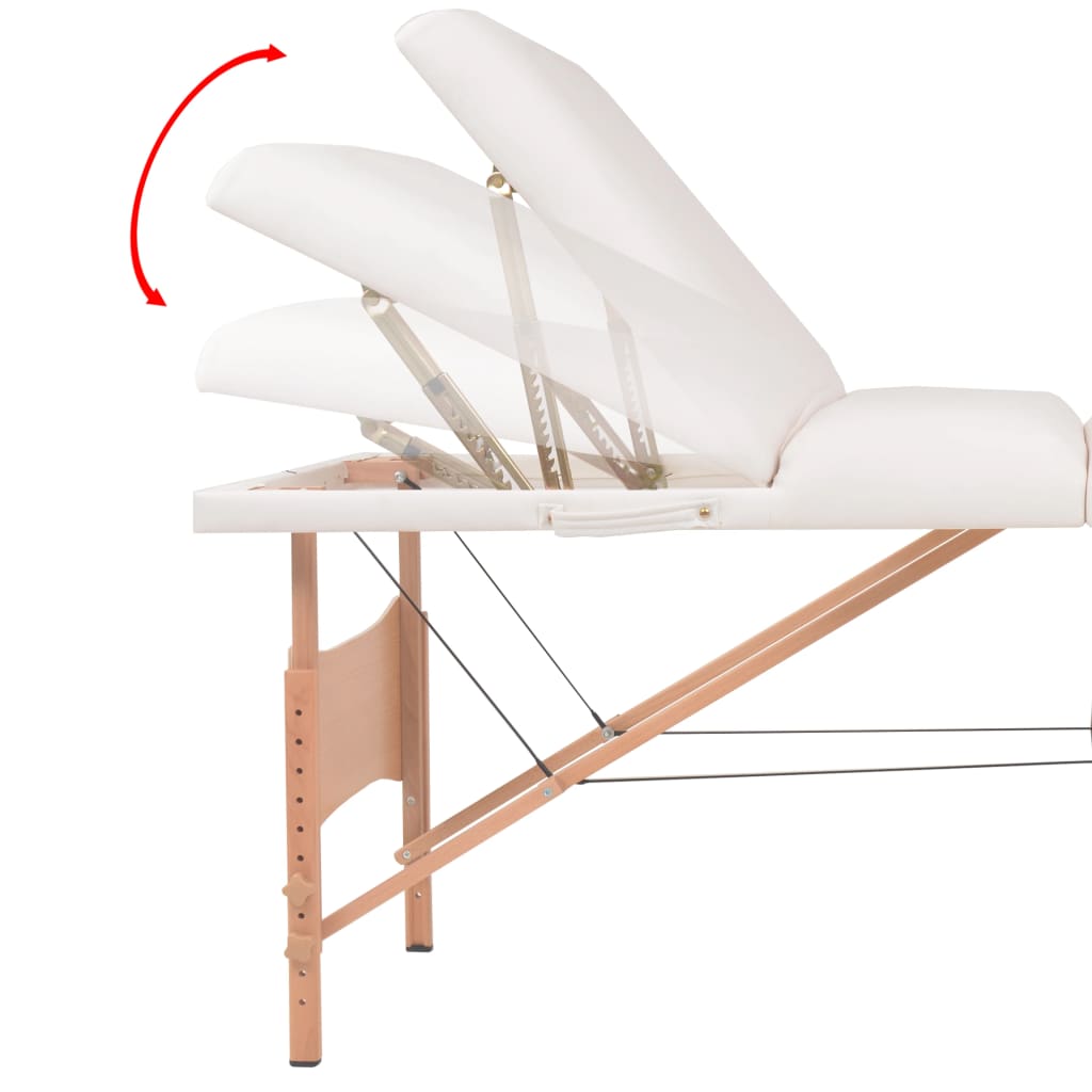 vidaXL Set taburet și masă masaj pliabile 3 zone, 10 cm grosime, alb