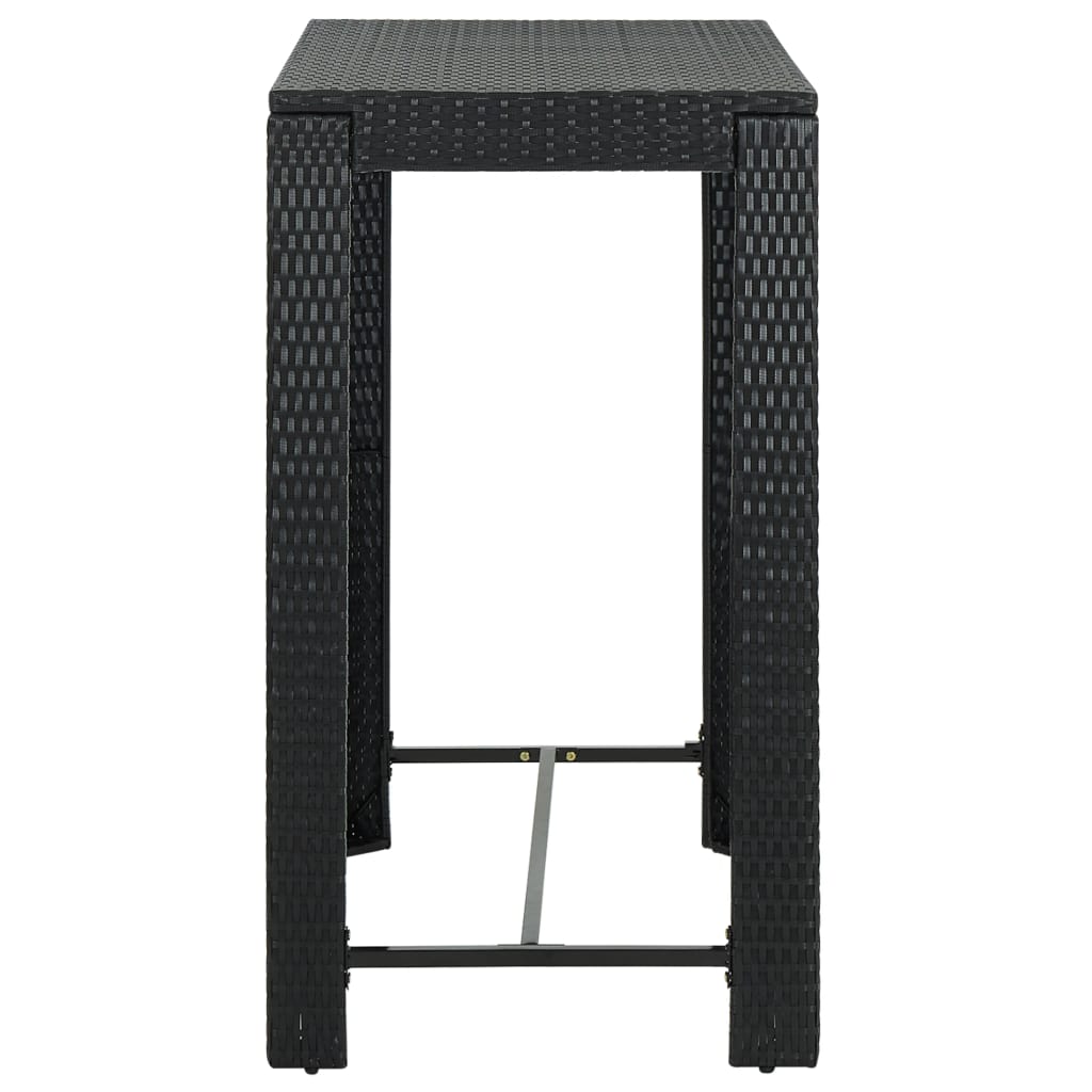 vidaXL Set mobilier bar de exterior cu perne, 7 piese, negru poliratan