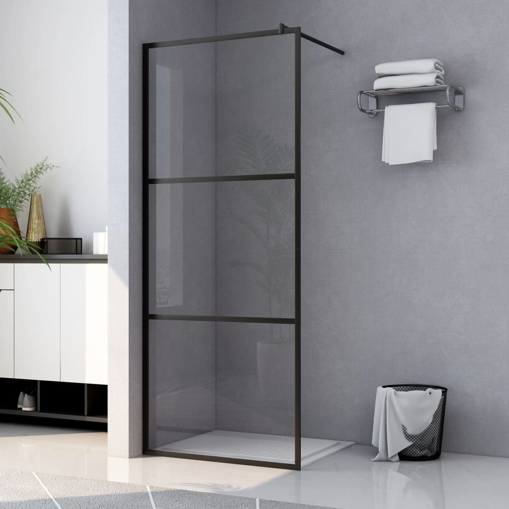 vidaXL Paravan duș walk-in, negru, 90x195 cm, sticlă ESG transparentă