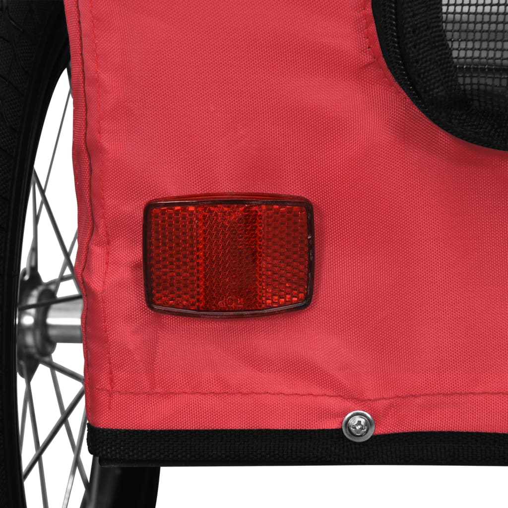 vidaXL Remorcă de bicicletă animale companie, roșu, textil oxford/fier