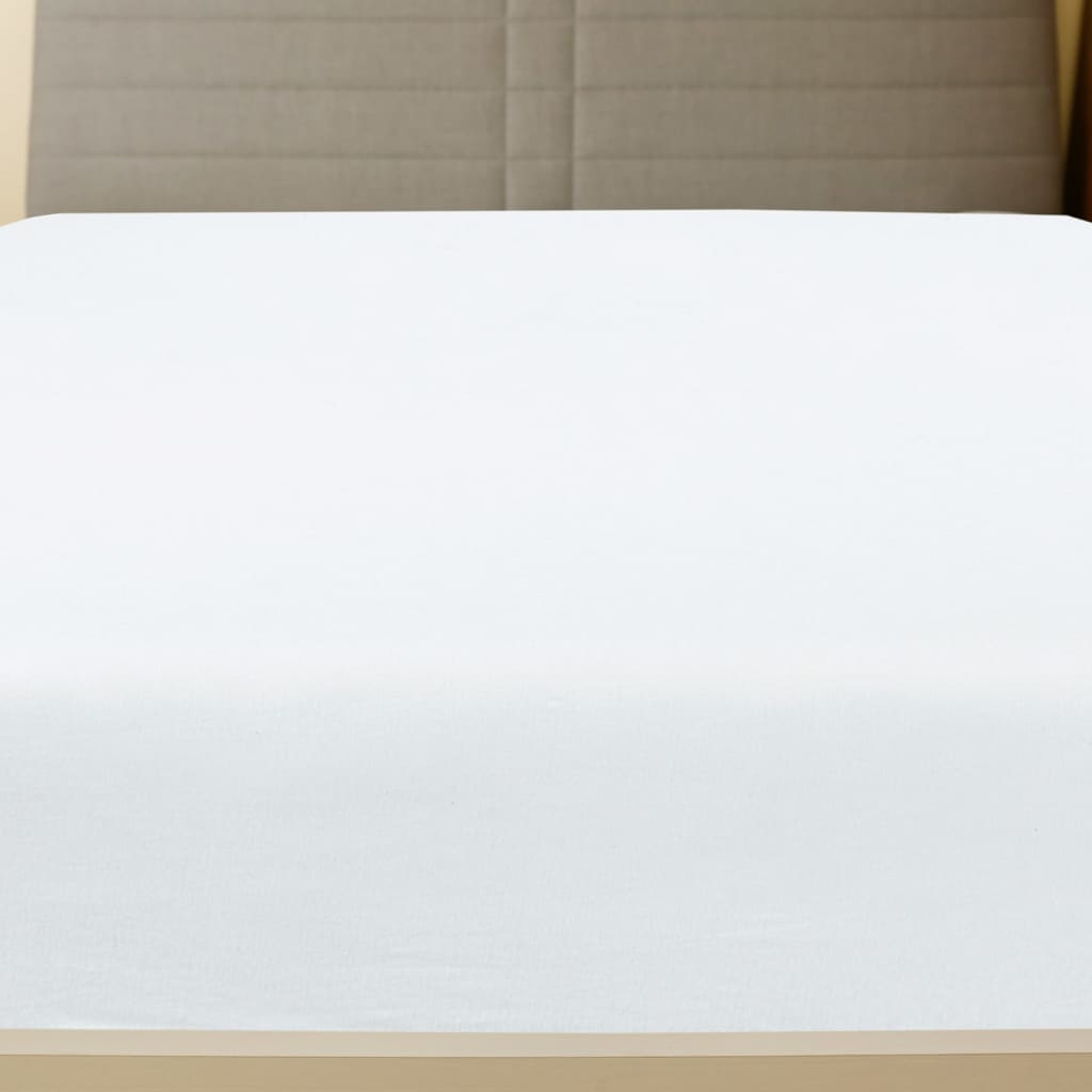 vidaXL Cearșaf de pat cu elastic, alb, 140x200 cm, bumbac