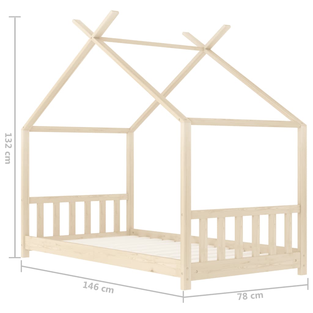 vidaXL Cadru de pat pentru copii, 70 x 140 cm, lemn masiv de pin