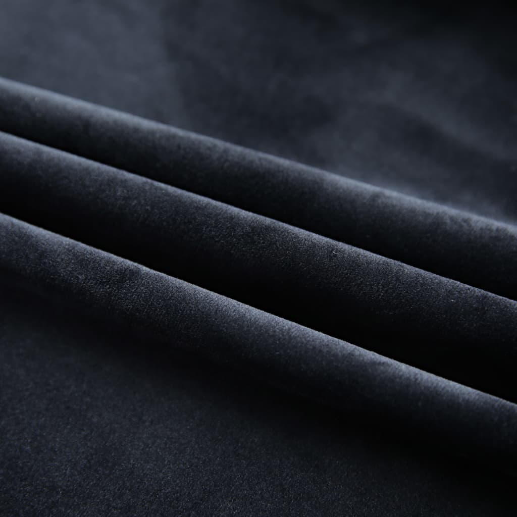 vidaXL Draperii opace cu cârlige, 2 buc., negru, 140x245 cm, catifea