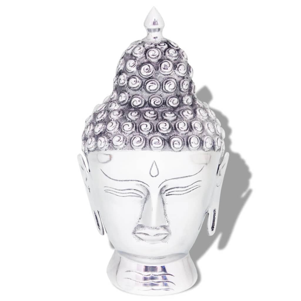 vidaXL Decorațiune cap Buddha, argintiu, aluminiu