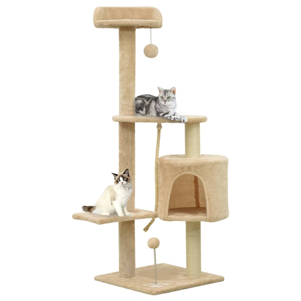 vidaXL Ansamblu pentru pisici cu stâlpi funie de sisal, bej, 120 cm