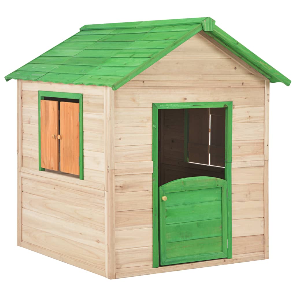 vidaXL Căsuță de joacă pentru copii, verde, lemn de brad