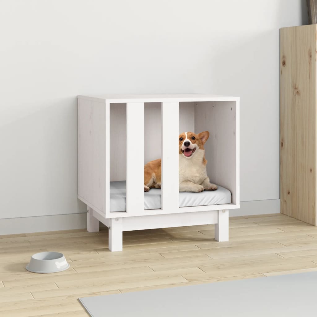 vidaXL Casă pentru câini, alb, 50x40x52 cm, lemn masiv de pin