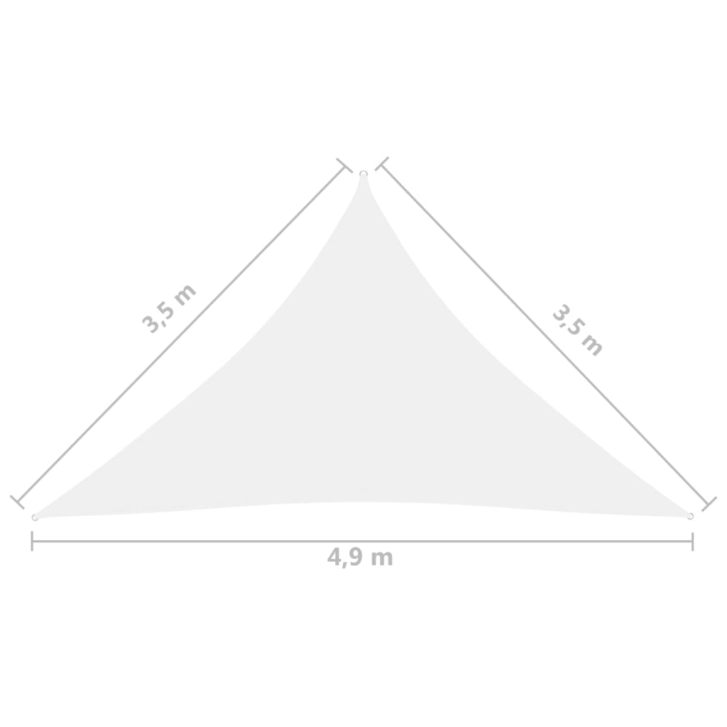vidaXL Parasolar, alb, 3,5x3,5x4,9 m, țesătură oxford, triunghiular