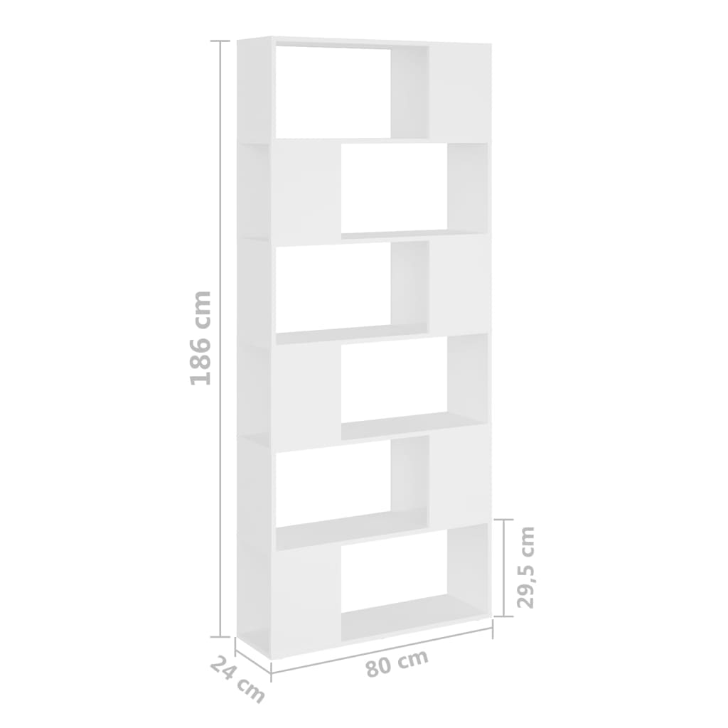 vidaXL Bibliotecă/Separator cameră, alb, 80x24x186 cm, PAL