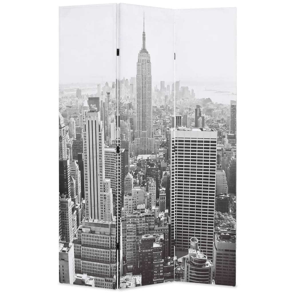 vidaXL Paravan cameră pliabil, 120x170 cm, New York pe zi, alb/negru