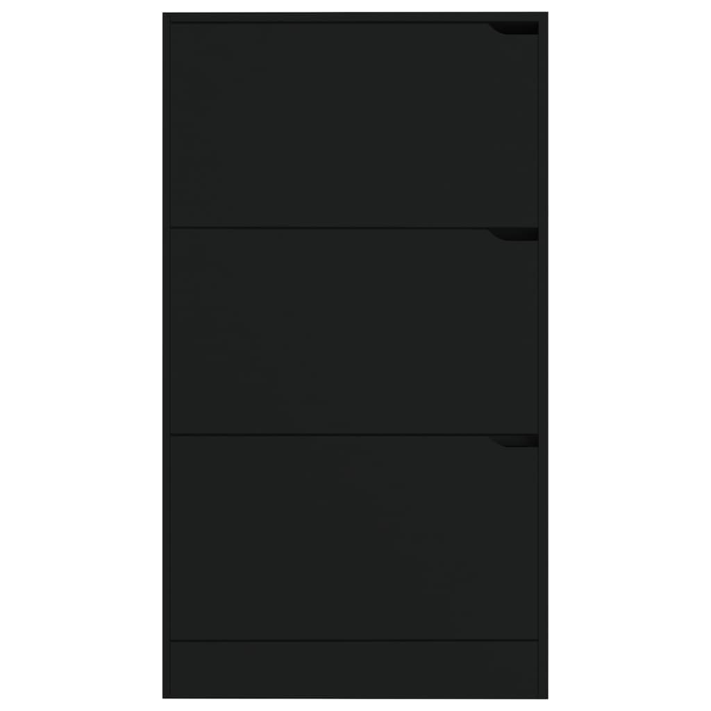 vidaXL Pantofar cu 3 uși, negru, 59x24x105 cm, PAL