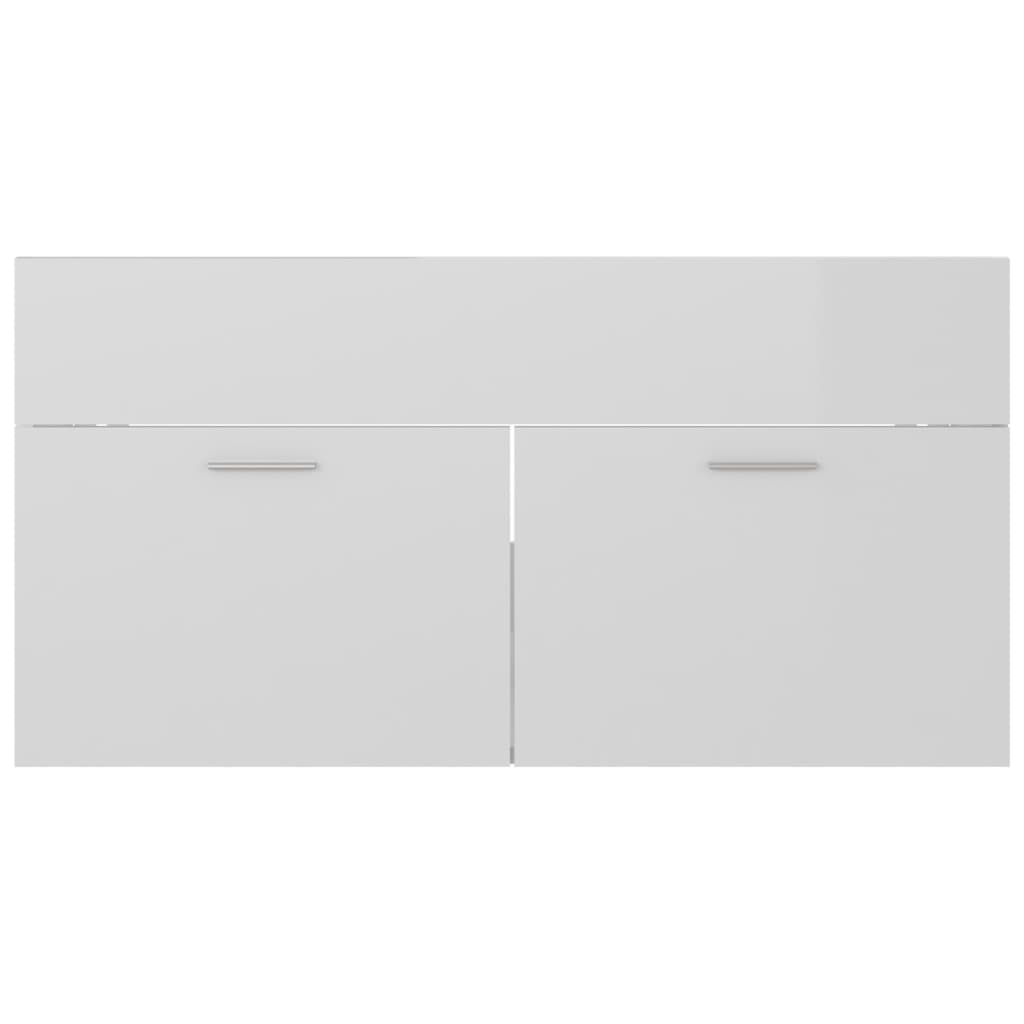 vidaXL Dulap de chiuvetă, alb extralucios, 90x38,5x46 cm, PAL
