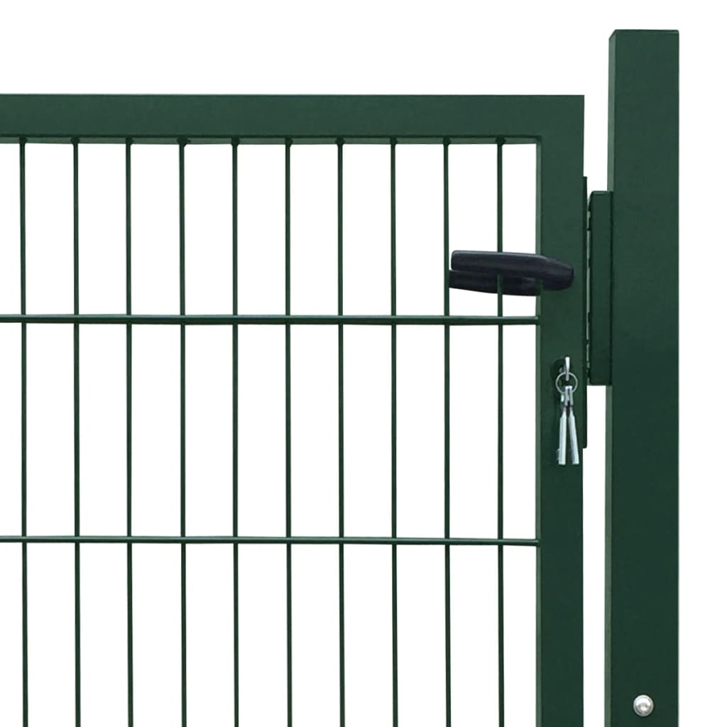 vidaXL Poartă de gard, verde, 105x150 cm, oțel