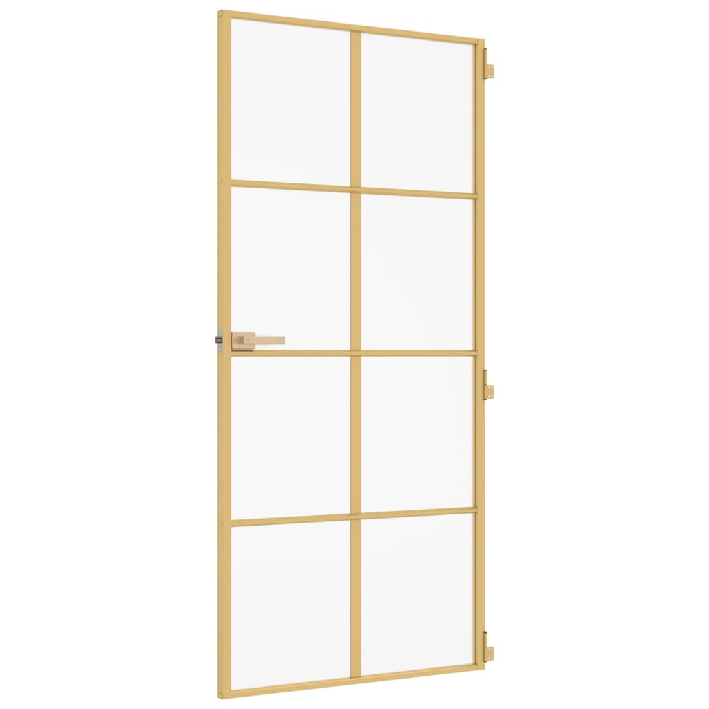 vidaXL Ușă interioară Slim auriu 93x201,5cm sticlă securizată/aluminiu