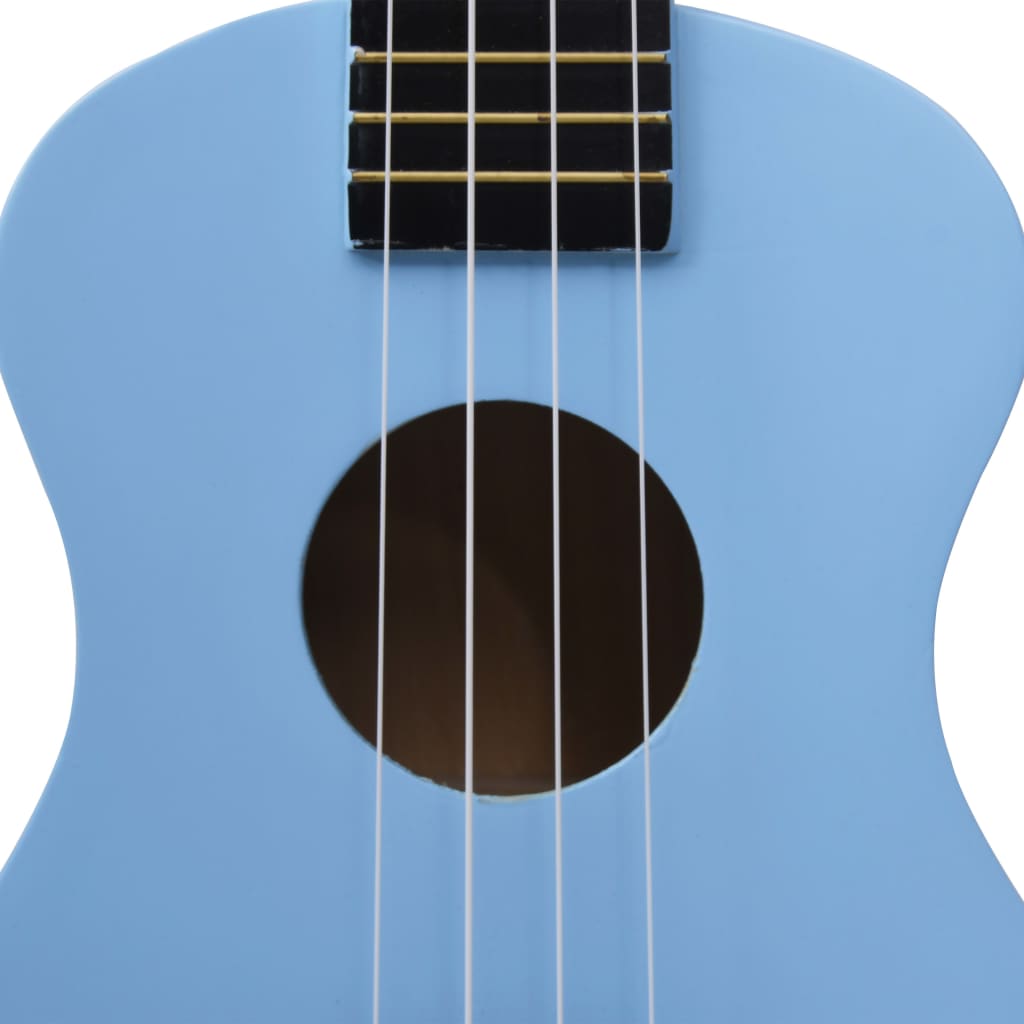 vidaXL Set ukulele Soprano pentru copii, cu husă, bleu, 23"