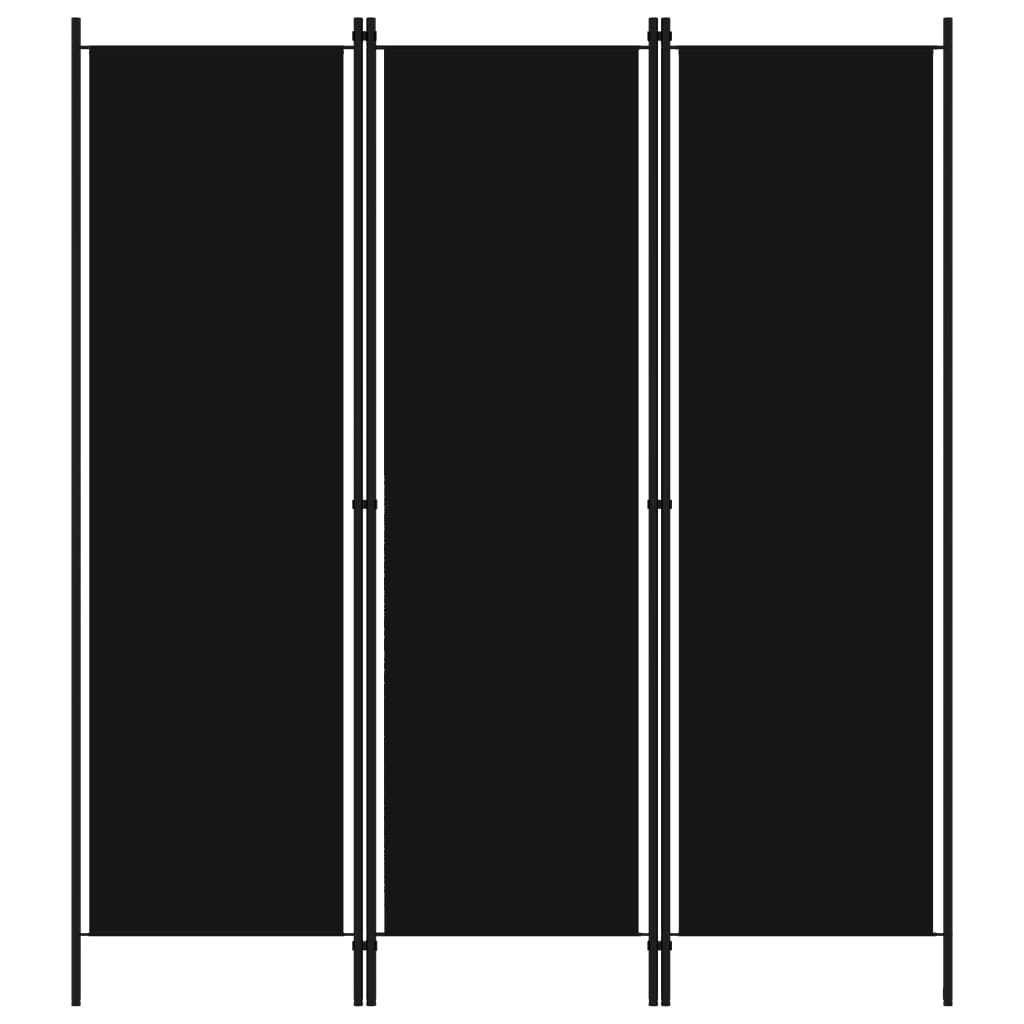 vidaXL Paravan de cameră cu 3 panouri, negru, 150 x 180 cm