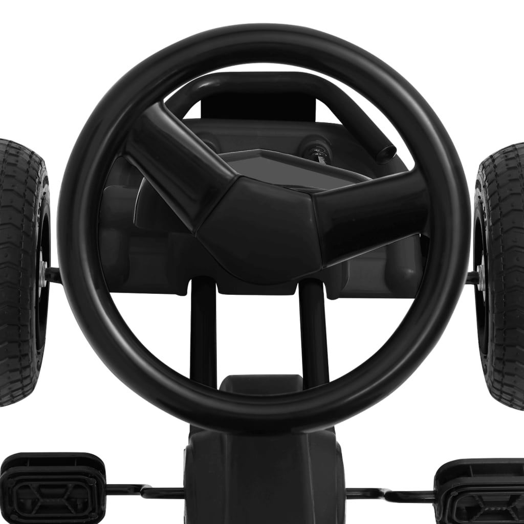 vidaXL Mașinuță kart cu pedale și roți pneumatice, negru