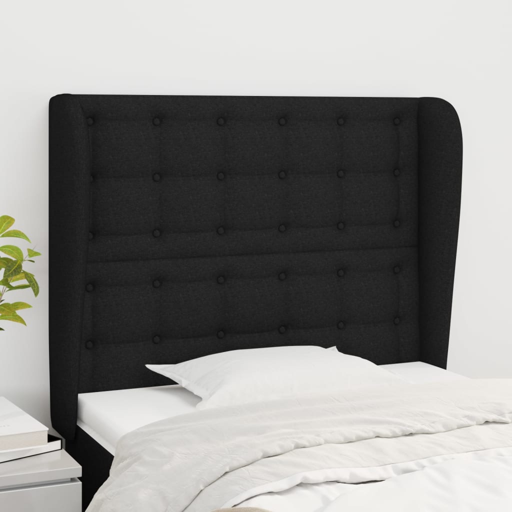 vidaXL Tăblie de pat cu aripioare, negru, 93x23x118/128 cm, textil