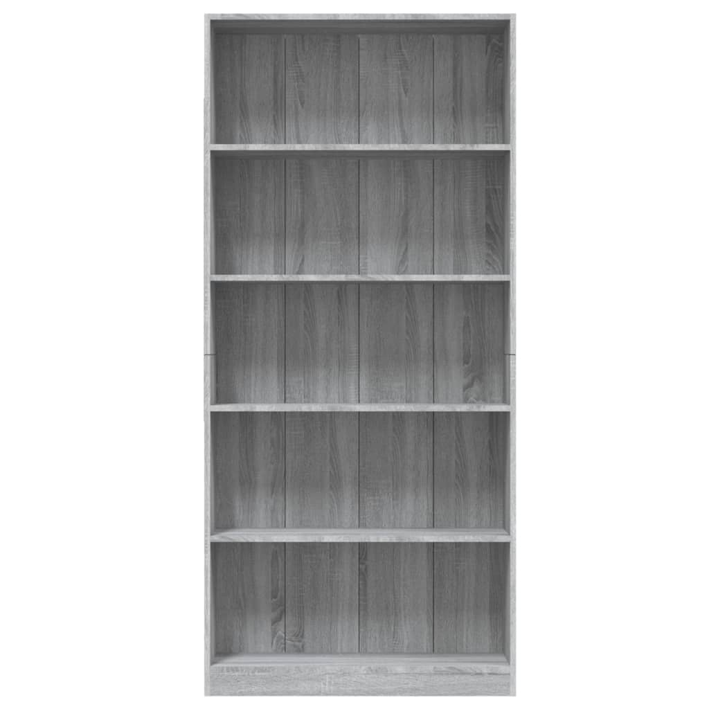 vidaXL Bibliotecă 5 niveluri gri sonoma 80x24x175 cm lemn compozit