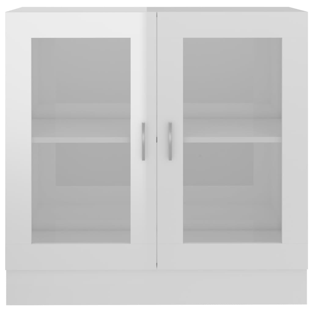 vidaXL Dulap cu vitrină, alb extralucios, 82,5 x 30,5 x 80 cm, PAL