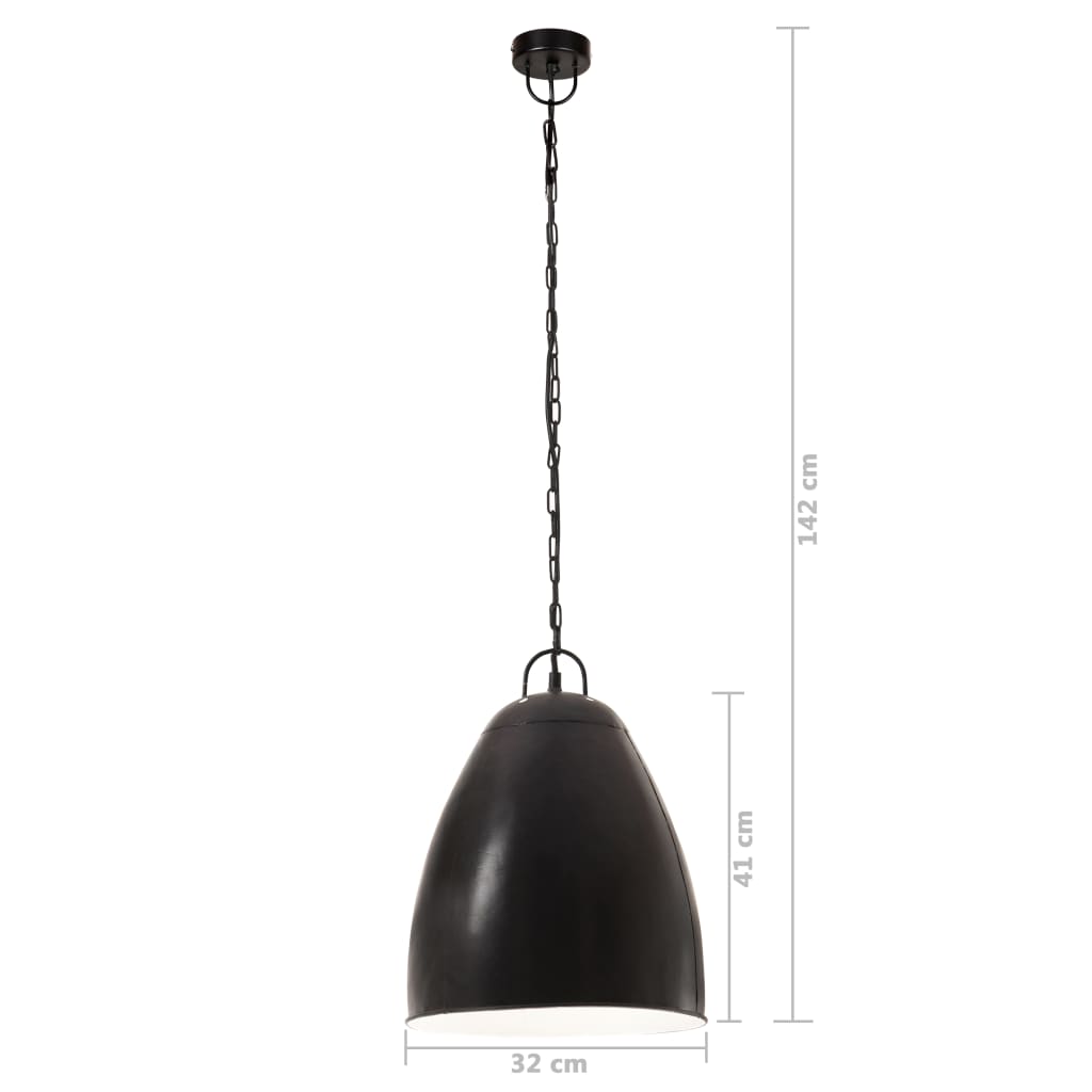 vidaXL Lampă suspendată industrială, negru, 32 cm, E27, rotund, 25 W