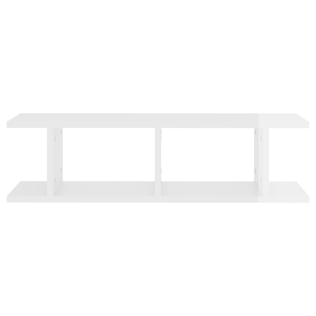 vidaXL Rafturi de perete, 2 buc., alb extralucios, 75x18x20 cm, lemn