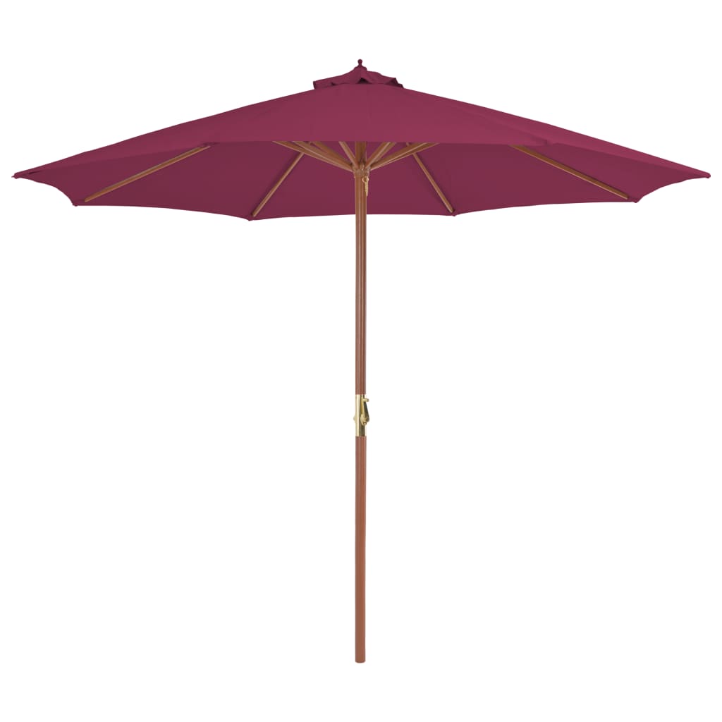 vidaXL Umbrelă de soare exterior, stâlp din lemn, 300 cm, roșu bordo