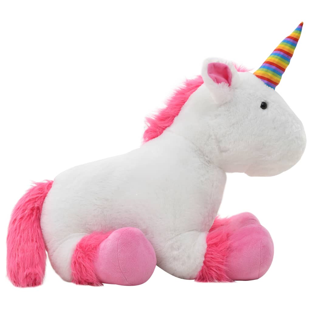 vidaXL Unicorn de jucărie, roz și alb, pluș