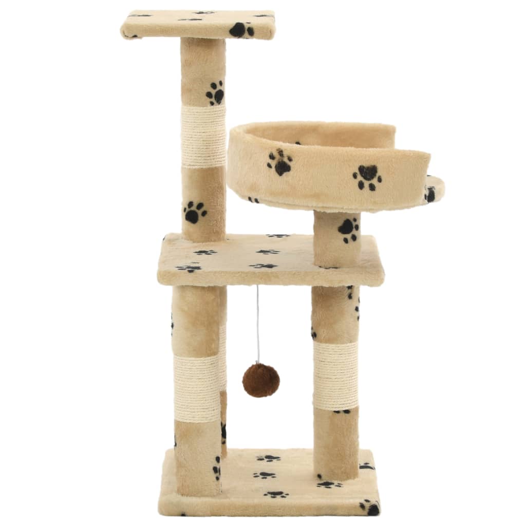 vidaXL Ansamblu pisici cu funie sisal, 65 cm, imprimeu lăbuțe, bej