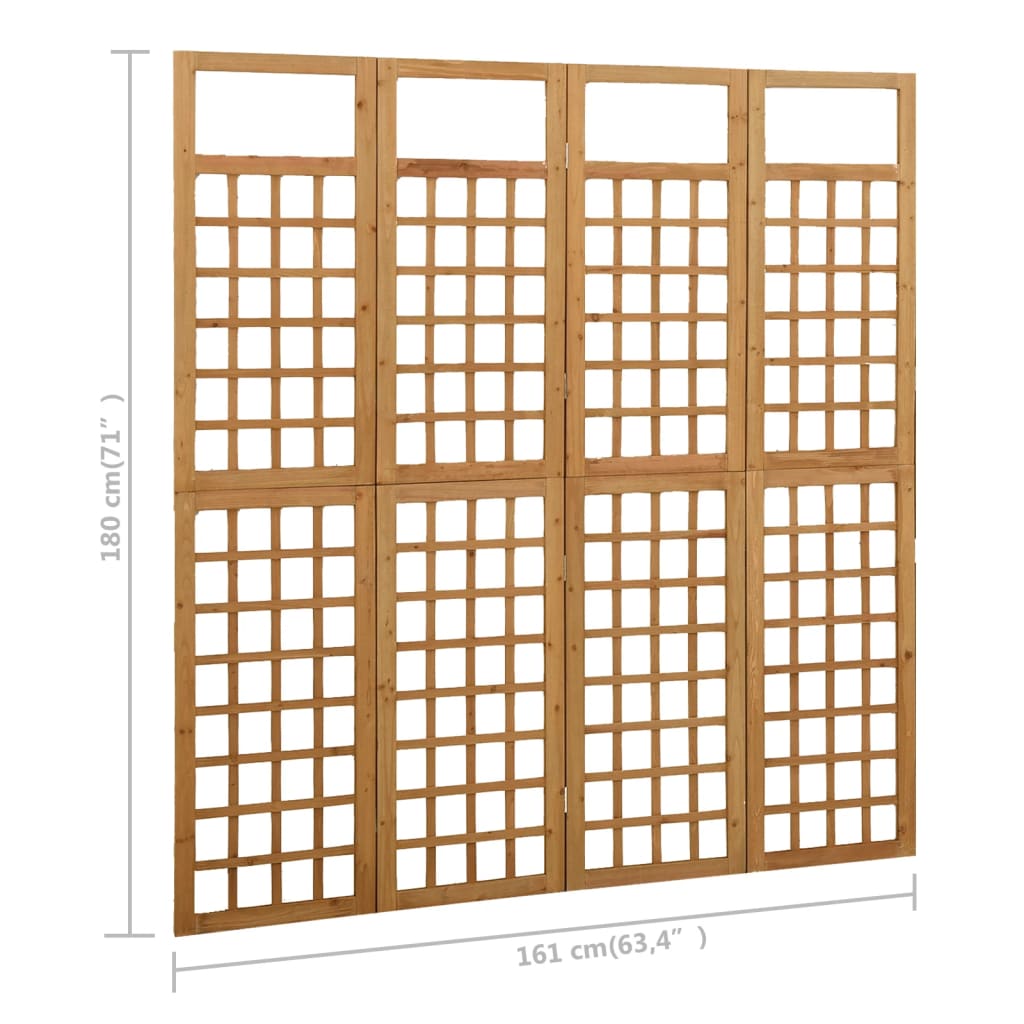 vidaXL Separator cameră cu 4 panouri, 161x180 cm, nuiele lemn brad