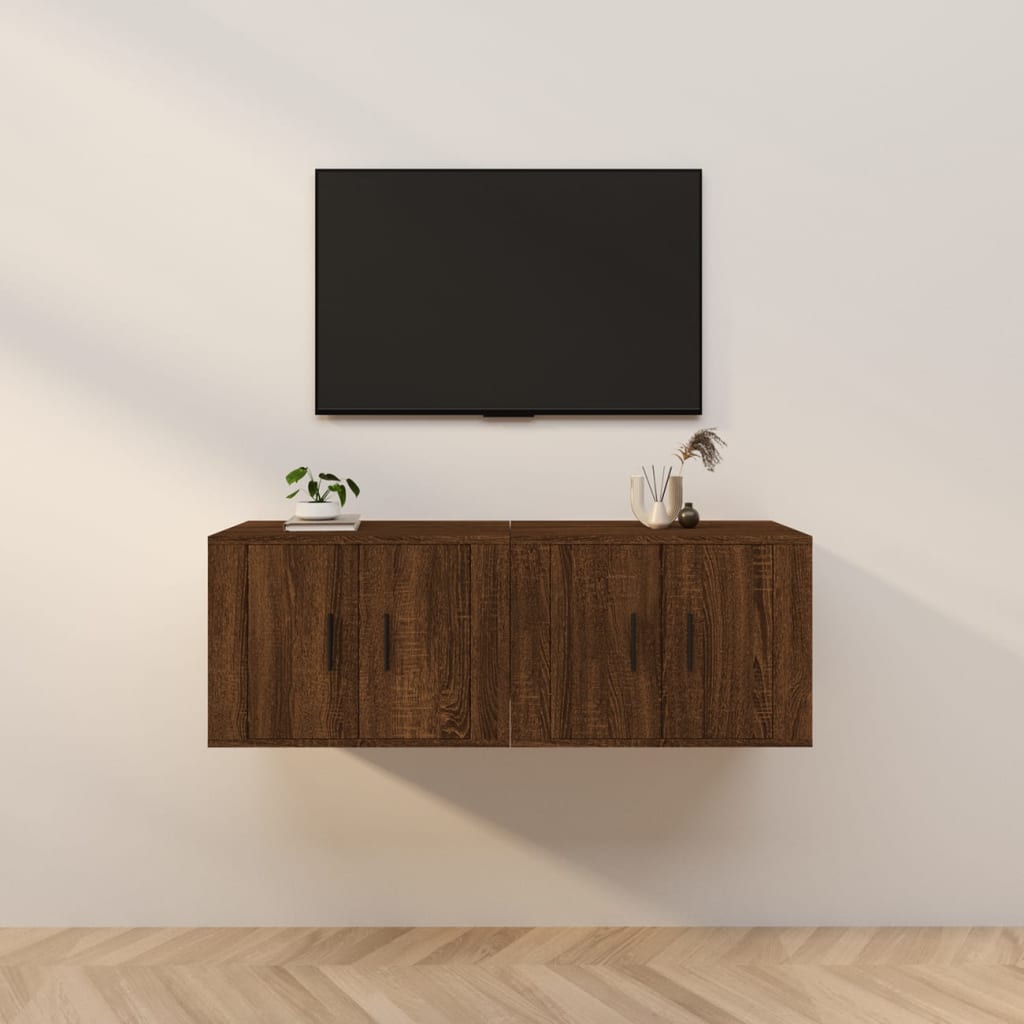 vidaXL Dulapuri TV de perete, 2 buc., stejar maro, 57x34,5x40 cm