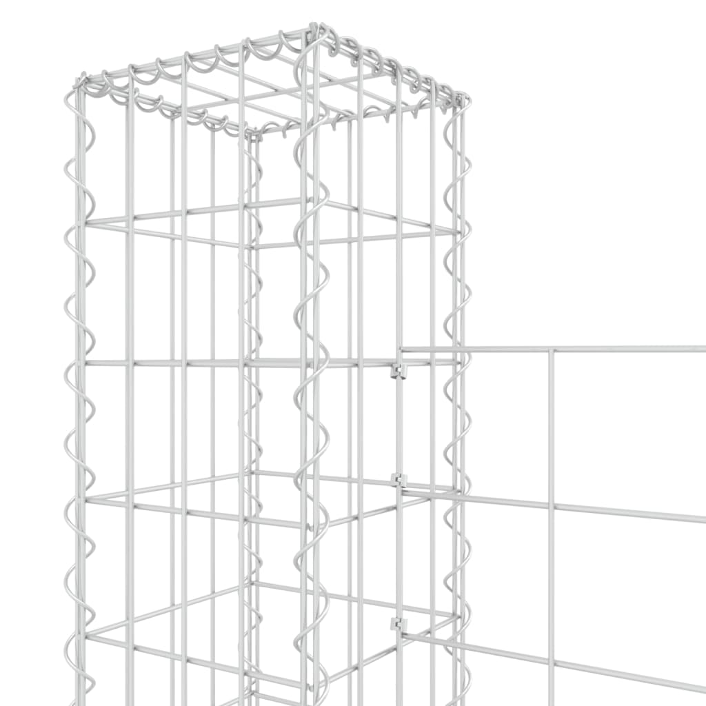 vidaXL Coș gabion în formă de U cu 6 stâlpi, 620x20x150 cm, fier
