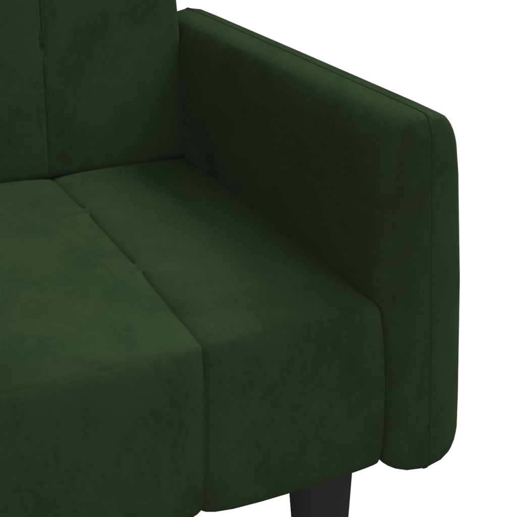 vidaXL Canapea extensibilă cu 2 locuri, verde închis, catifea