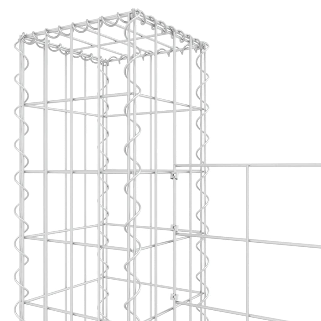 vidaXL Coș gabion în formă de U cu 6 stâlpi, 620x20x200 cm, fier