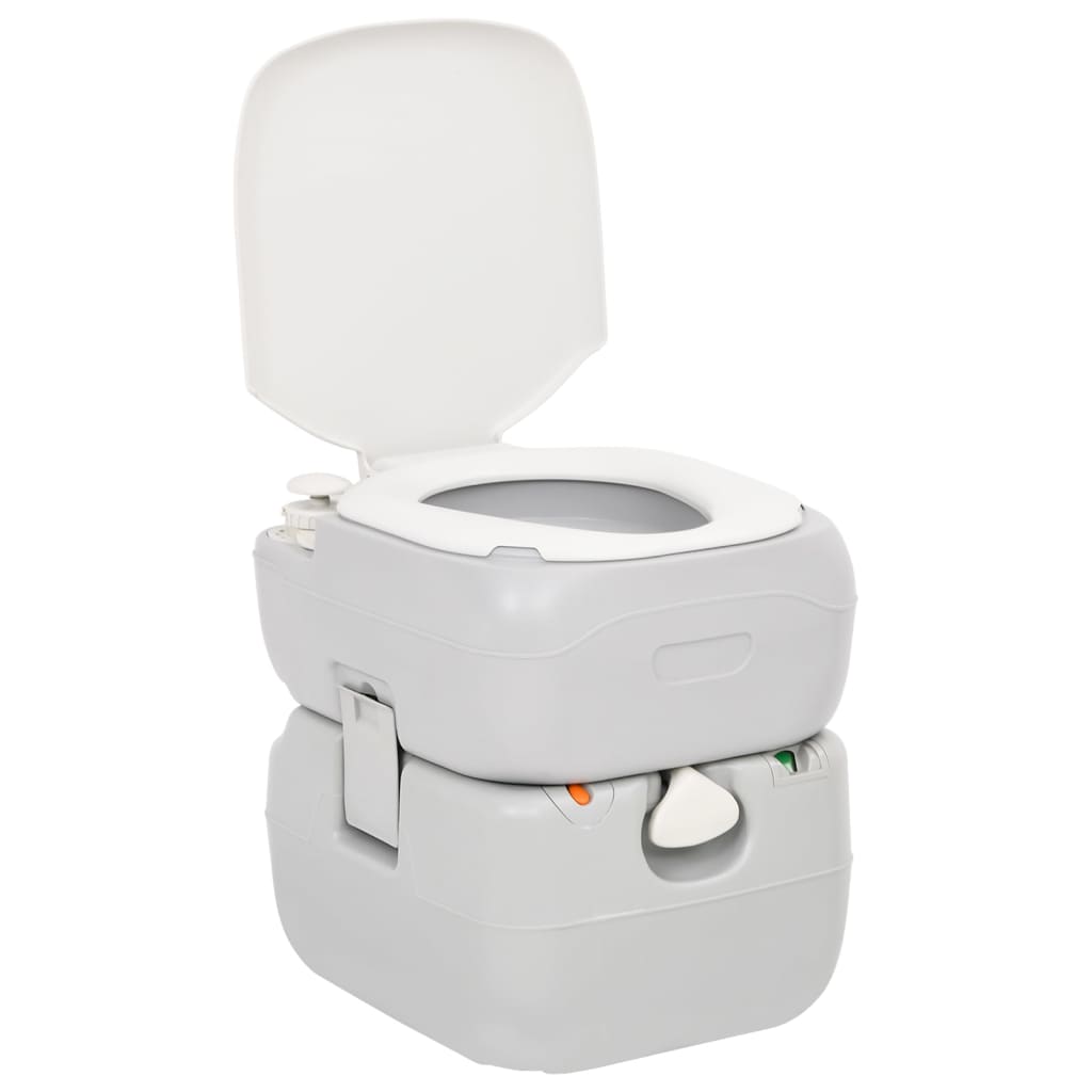 vidaXL Toaletă portabilă de camping, gri și alb, 22+12 L, HDPE