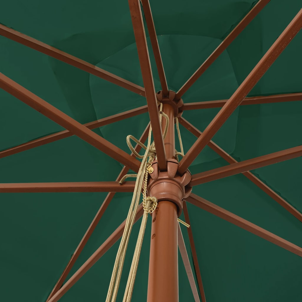 vidaXL Umbrelă de grădină stâlp din lemn, verde, 300x300x273 cm