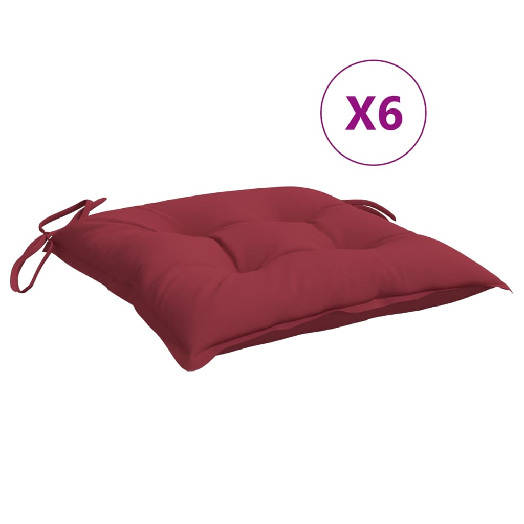 vidaXL Perne de scaun, 6 buc., roșu vin, 50x50x7 cm, textil oxford