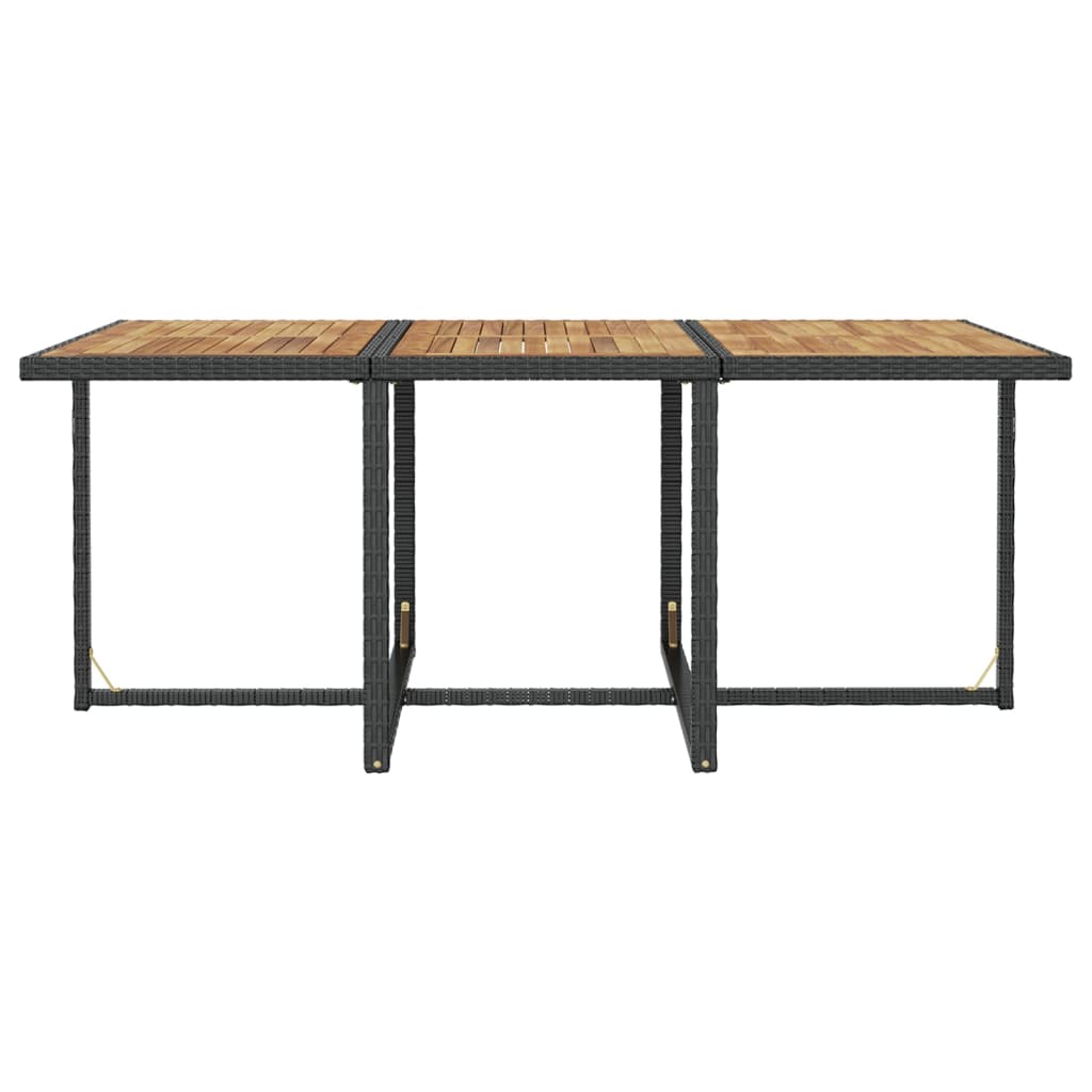 vidaXL Set mobilier de exterior 11 piese negru, poliratan, lemn acacia