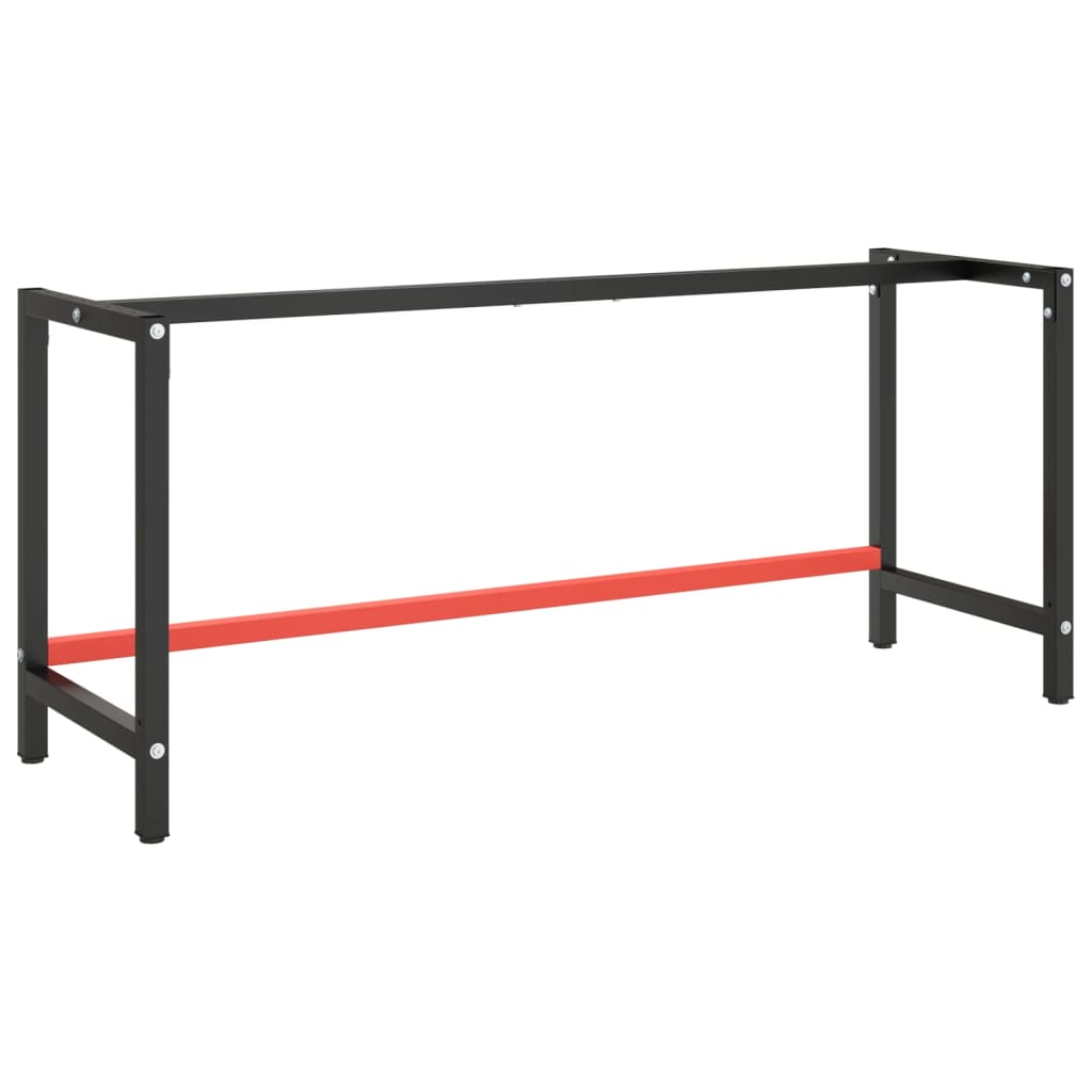 vidaXL Cadru banc de lucru, negru mat/roșu mat, 180x57x79 cm, metal