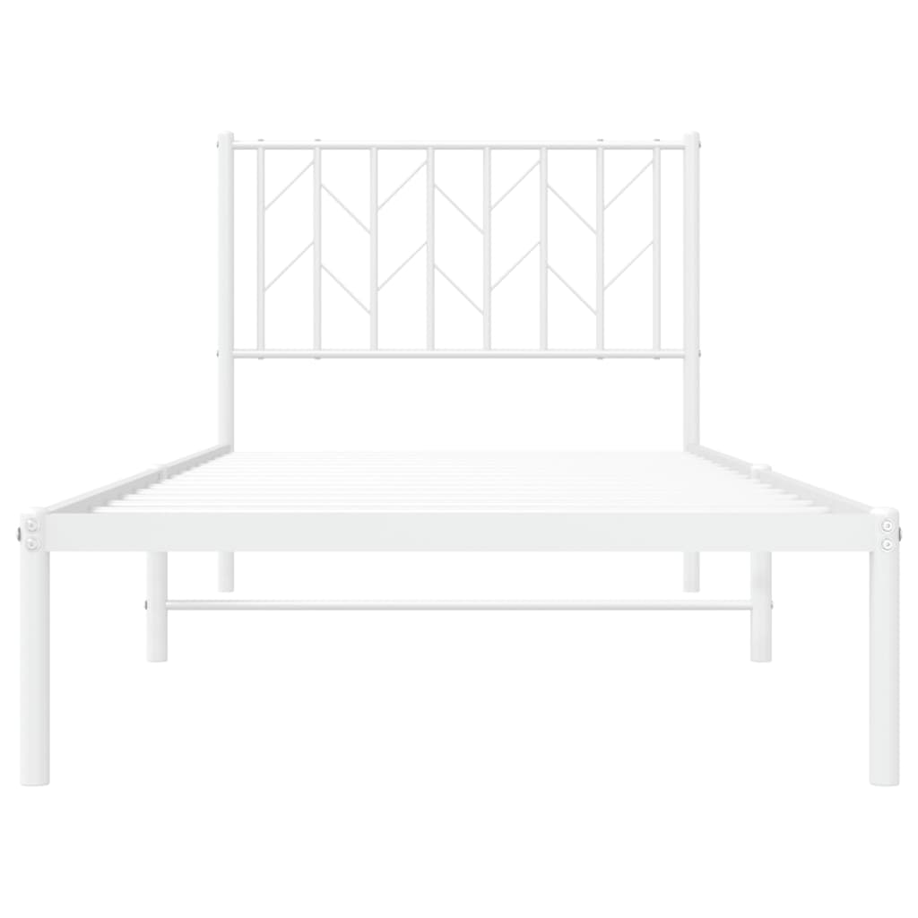 vidaXL Cadru de pat metalic cu tăblie, alb, 90x190 cm