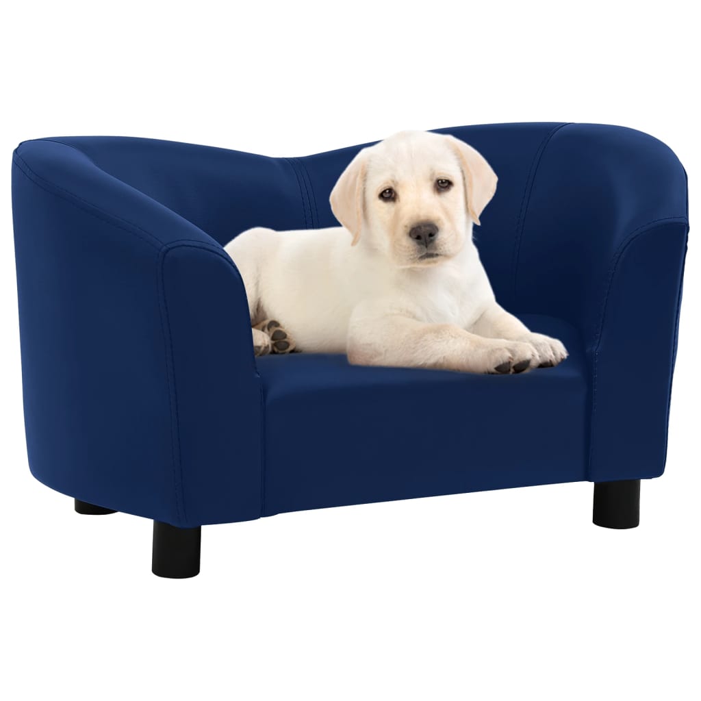 vidaXL Canapea pentru câini, albastru, 67x41x39 cm, piele ecologică