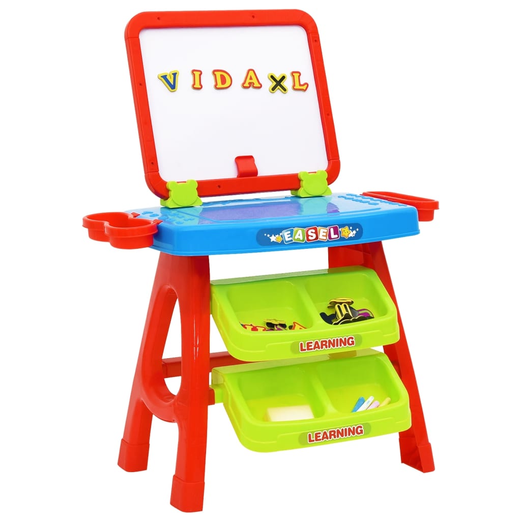 vidaXL Set de joacă pentru copii cu șevalet şi birou 3 în 1