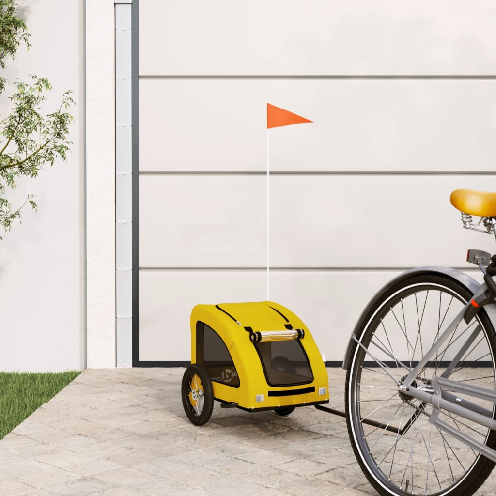 vidaXL Remorcă de bicicletă animale companie galben textil oxford/fier