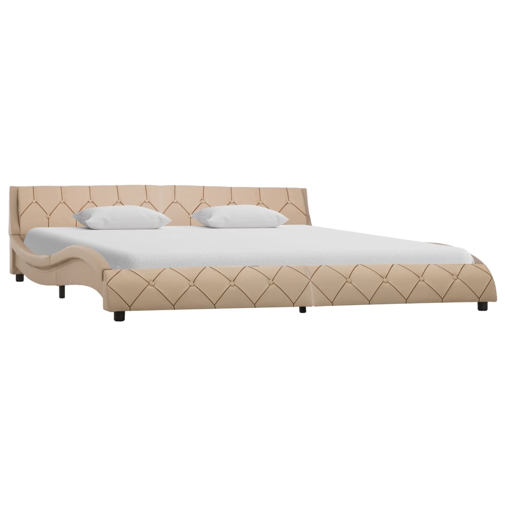vidaXL Cadru de pat, cappuccino, 180 x 200 cm, piele ecologică