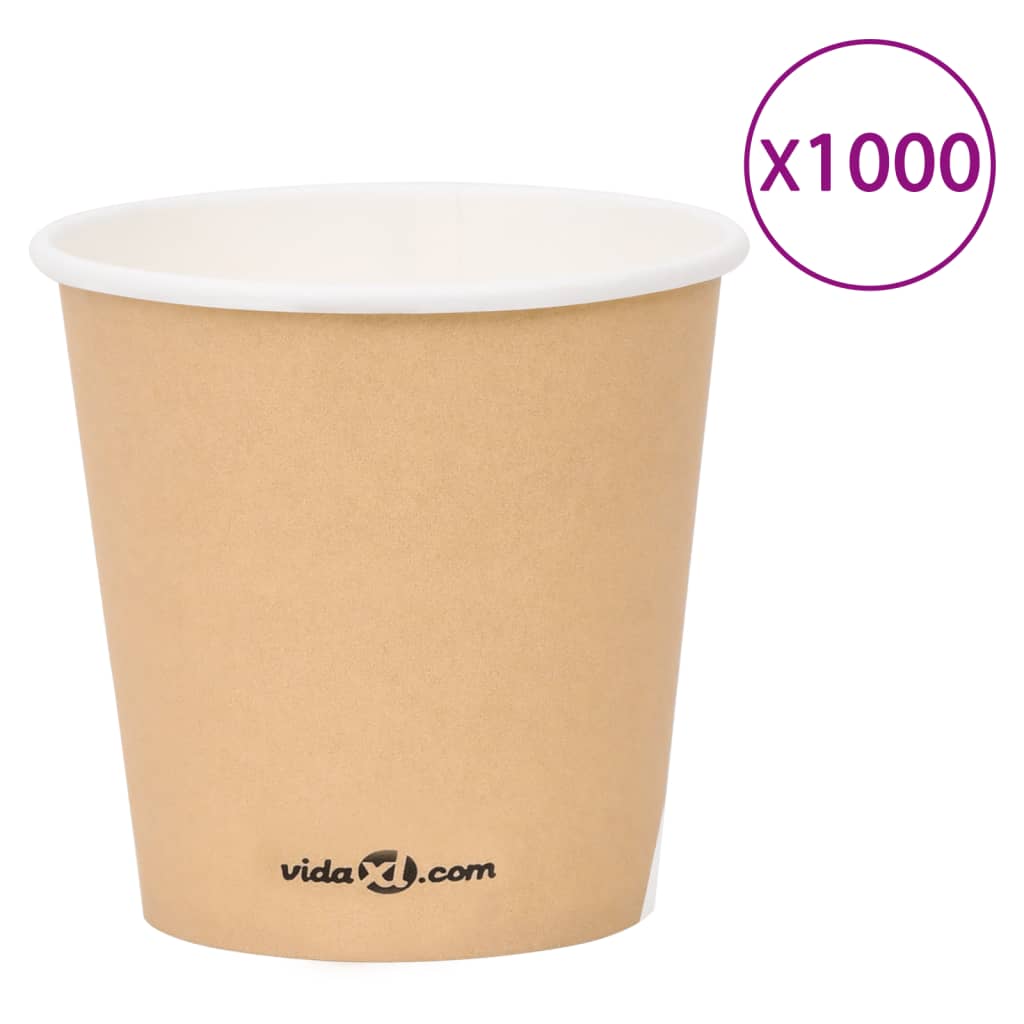 vidaXL Pahare de cafea de hârtie, 1000 buc., maro, 120 ml