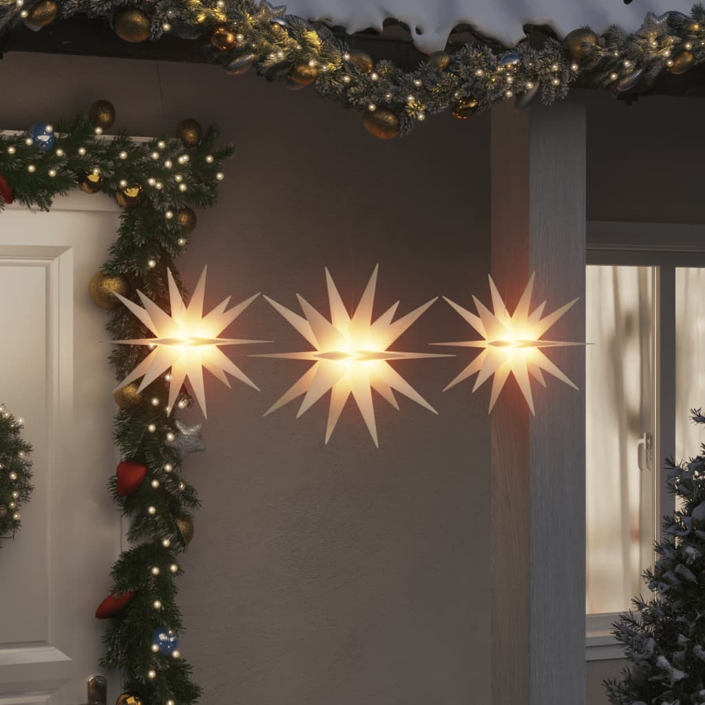 vidaXL Lumini de Crăciun cu LED-uri, 3 buc., alb, pliabil