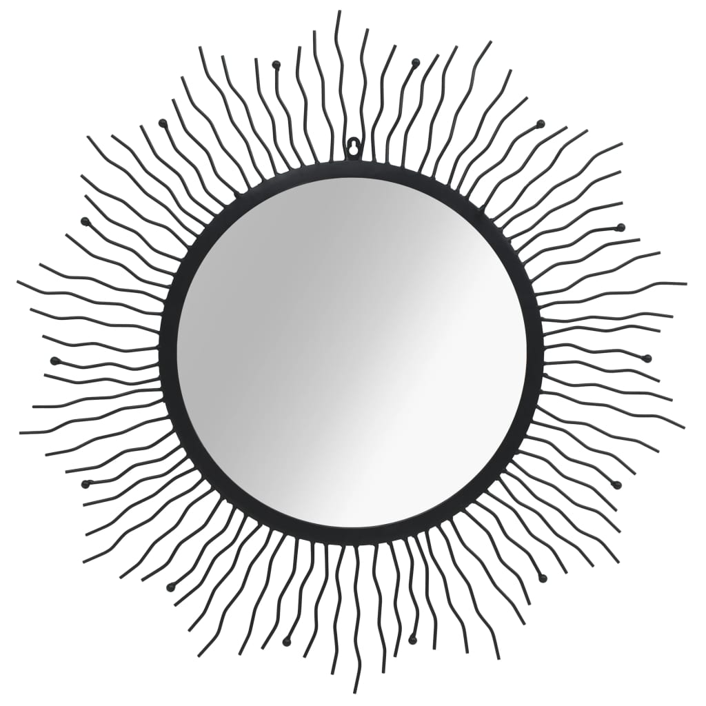 vidaXL Oglindă de perete pentru grădină Sunburst, negru, 80 cm