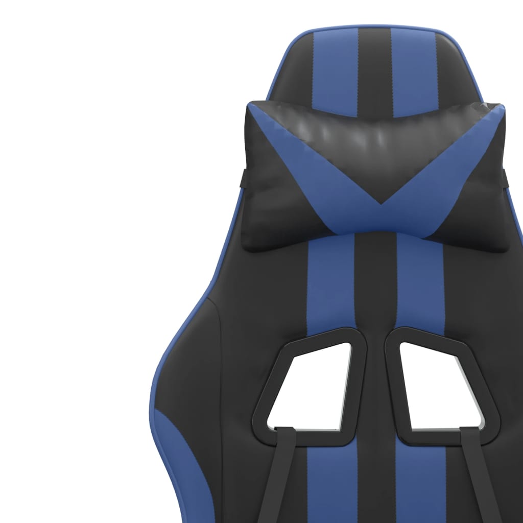 vidaXL Scaun gaming pivotant/suport picioare negru/albastru piele eco