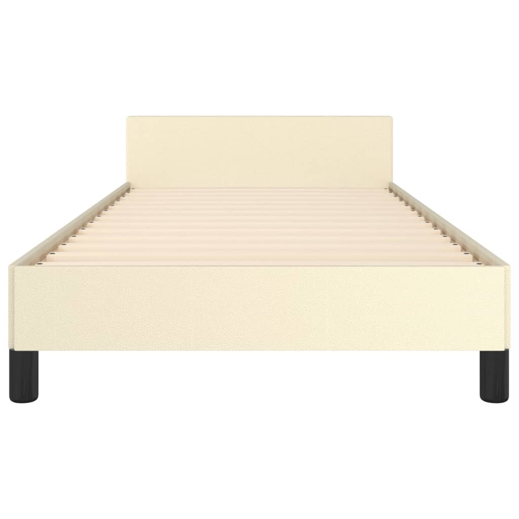 vidaXL Cadru de pat cu tăblie, crem, 80x200 cm, piele ecologică